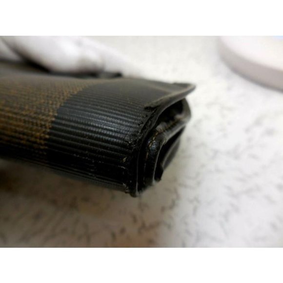 FENDI Brown Tobacco Thick Striped Coated Canvas - Picture 11 of 11